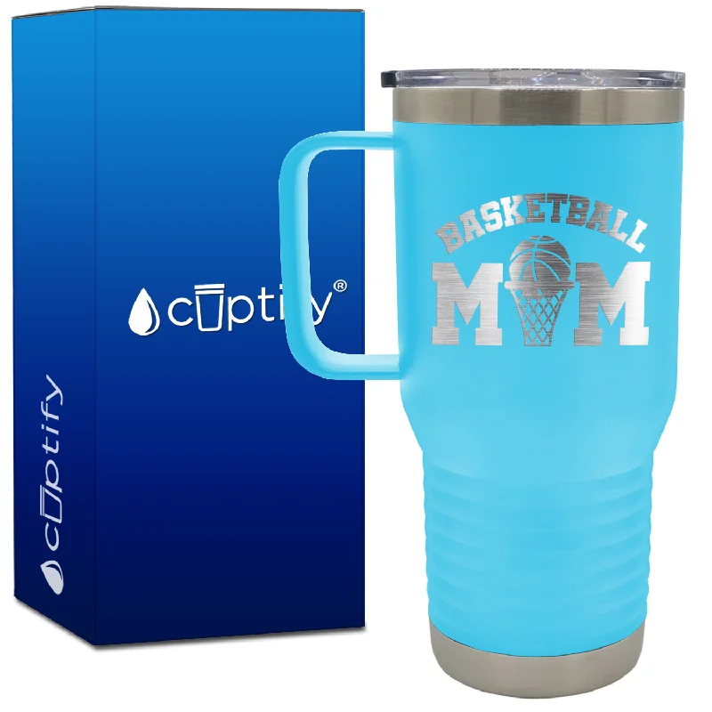 Basketball Mom Ball and Net 20oz Basketball Travel Mug