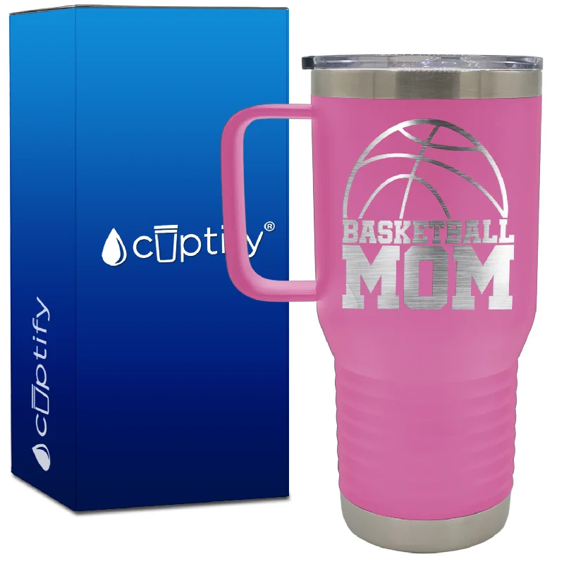 Basketball Mom Half Ball 20oz Basketball Travel Mug