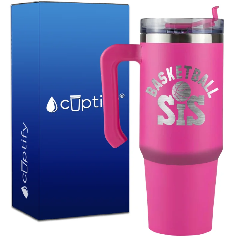 Basketball Sis on 30oz Basketball Travel Mug