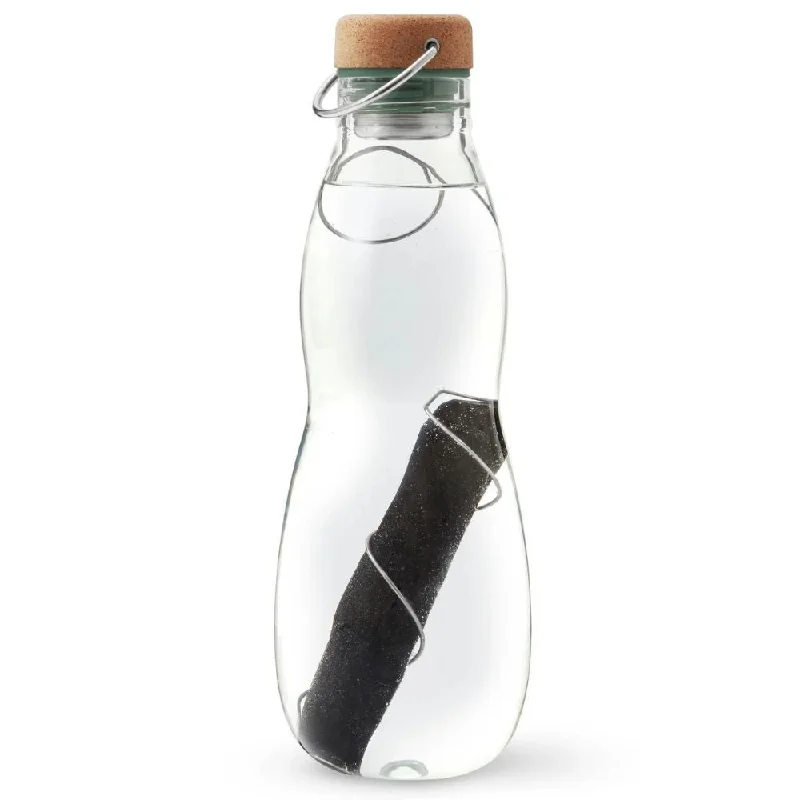 Black + Blum Glass Water Bottle 650ml with Charcoal Stick on Coil