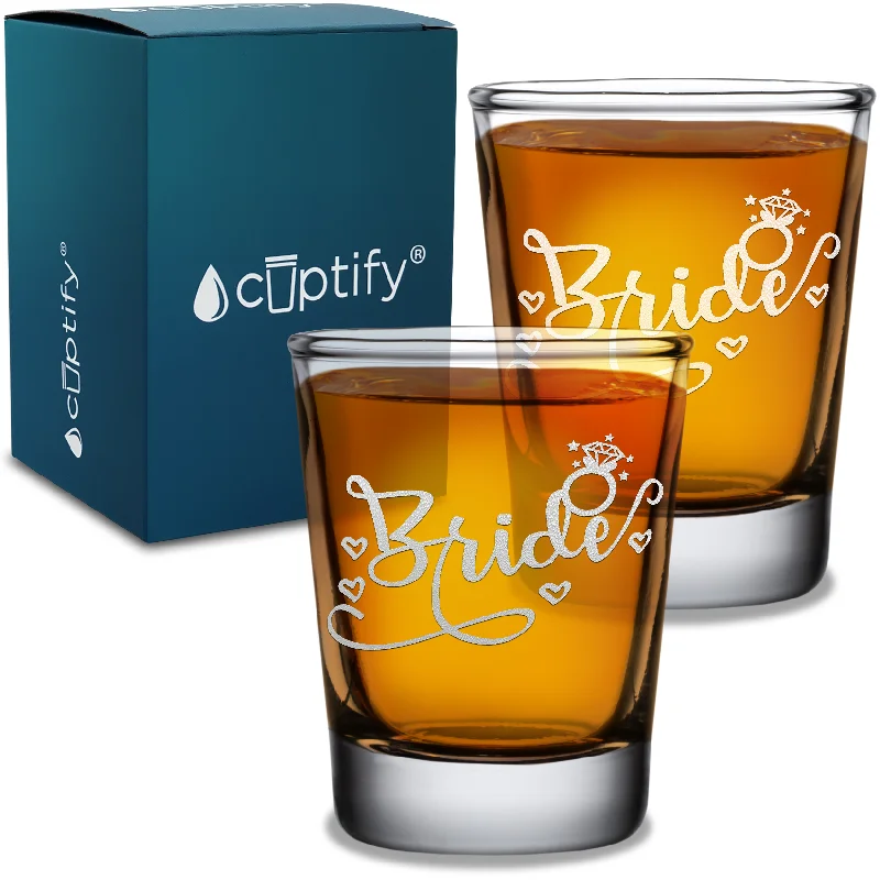 Bride Hearts 2oz Shot Glasses - Set of 2