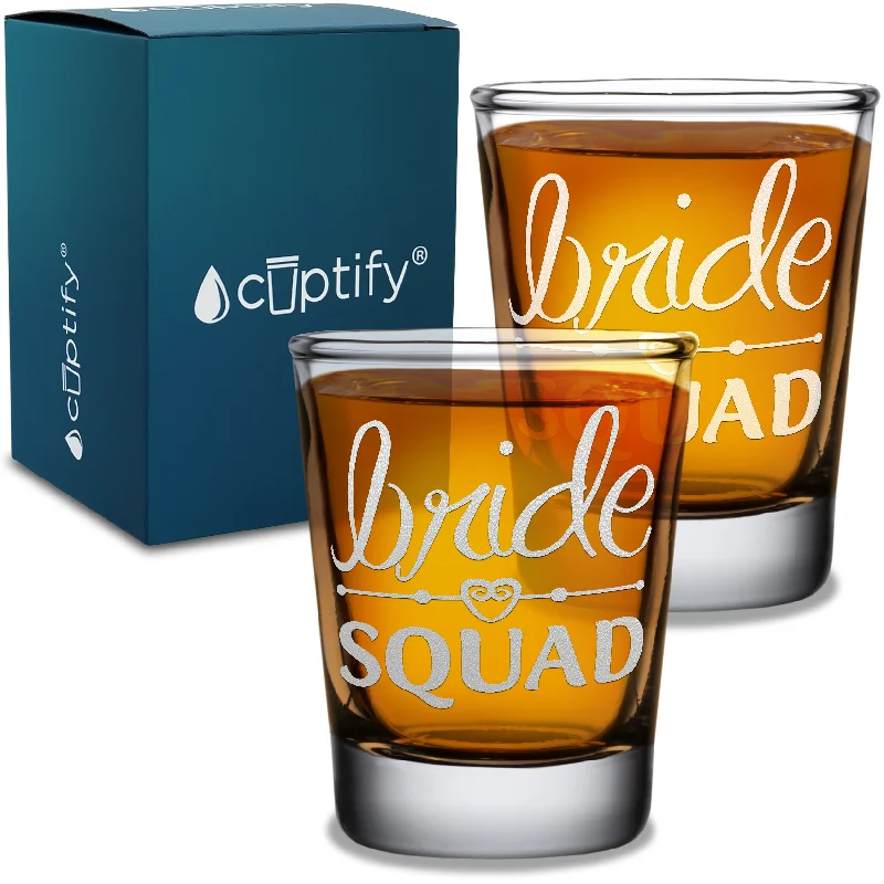 Bride Squad Heart 2oz Shot Glasses - Set of 2