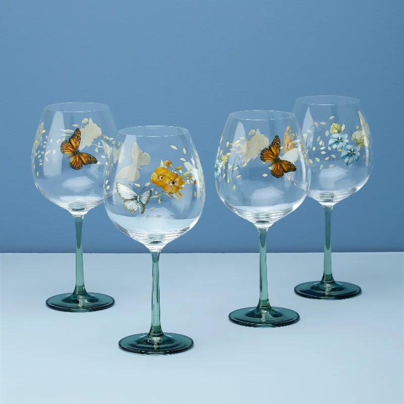 Butterfly Meadow Balloon Wine Glasses, Set of 4