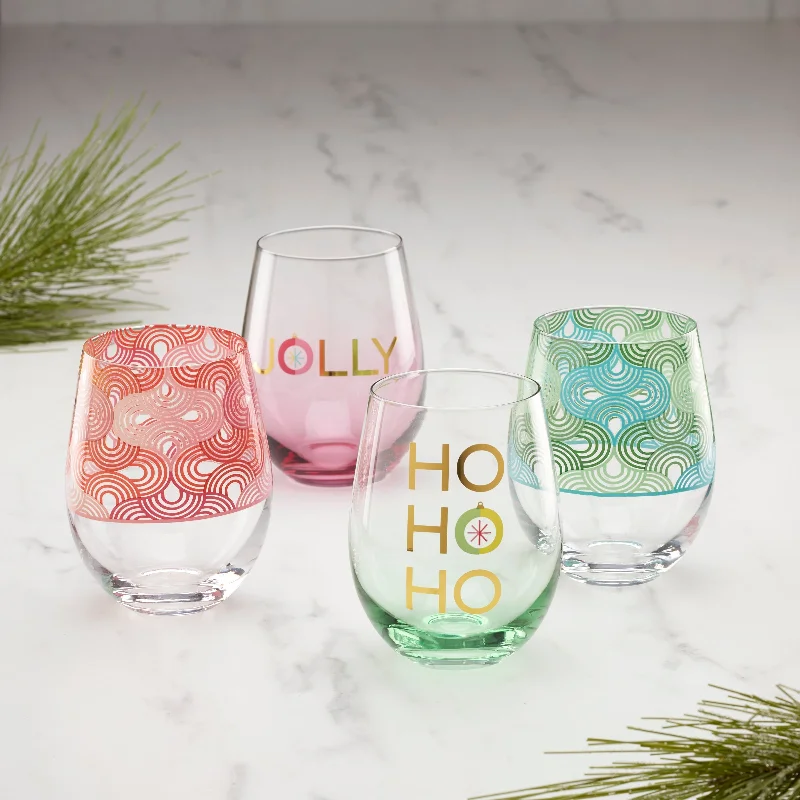 Jolly Ombre Stemless Wine Glasses, Set of 4