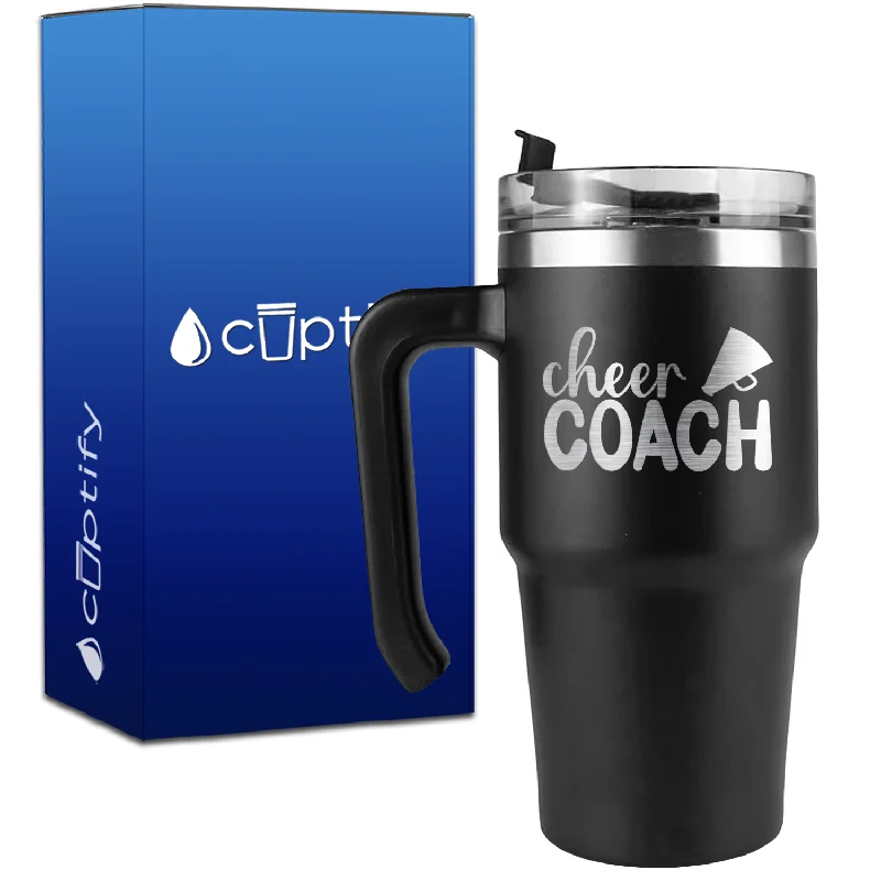 Cheer Coach with Megaphone on 20oz Cheer Travel Mug