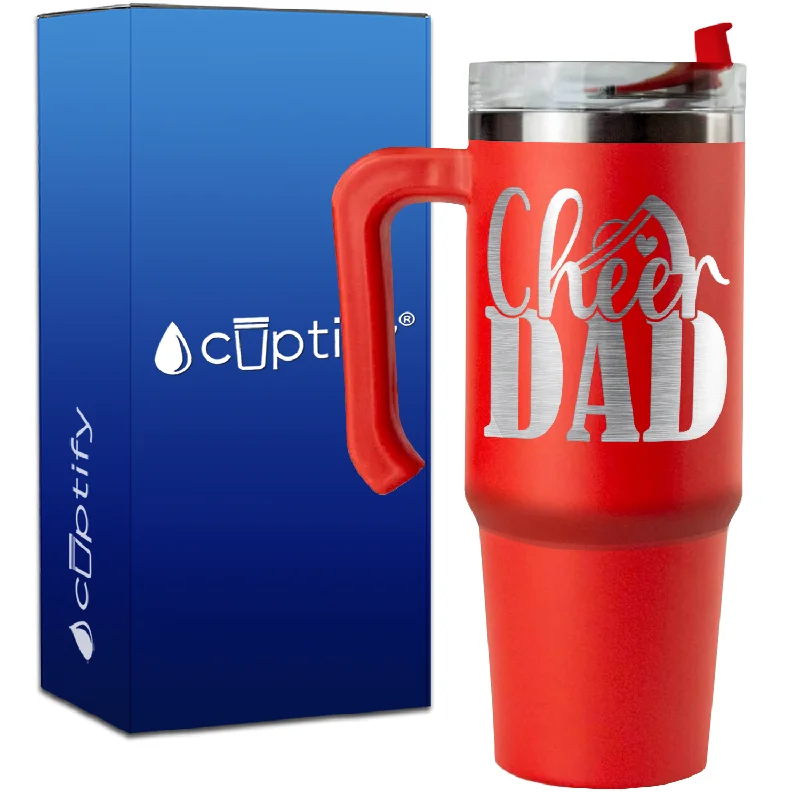 Cheer Dad Megaphone Heart on 30oz Cheer Travel Mug