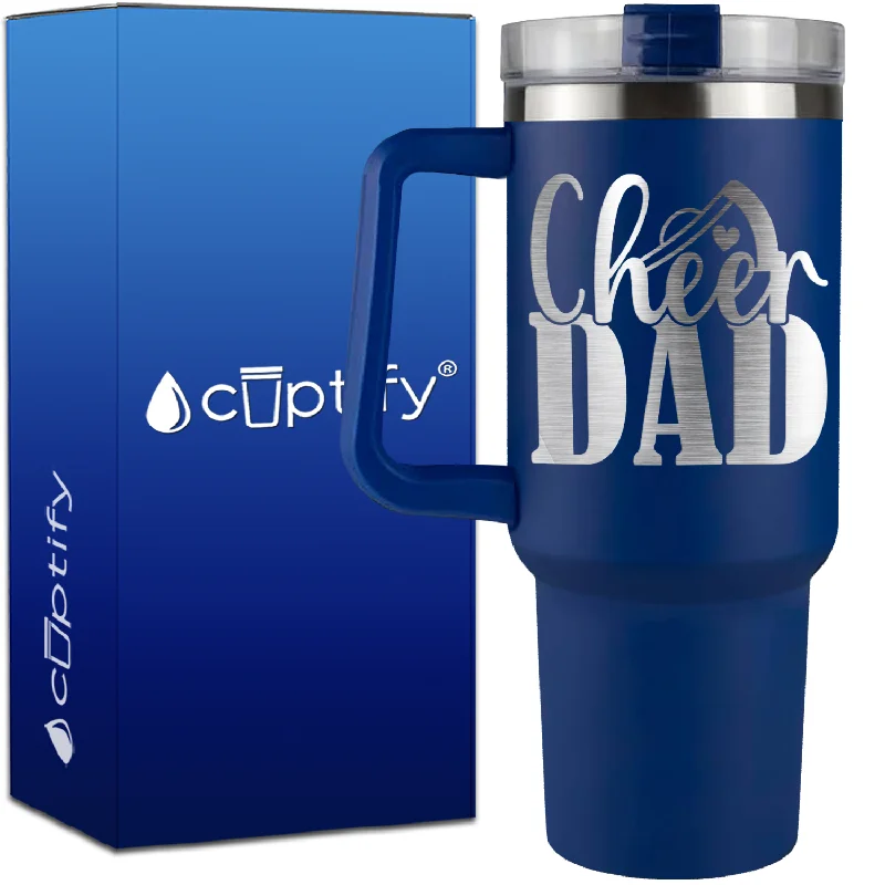 Cheer Dad Megaphone Heart on 40oz Cheer Traveler Mug