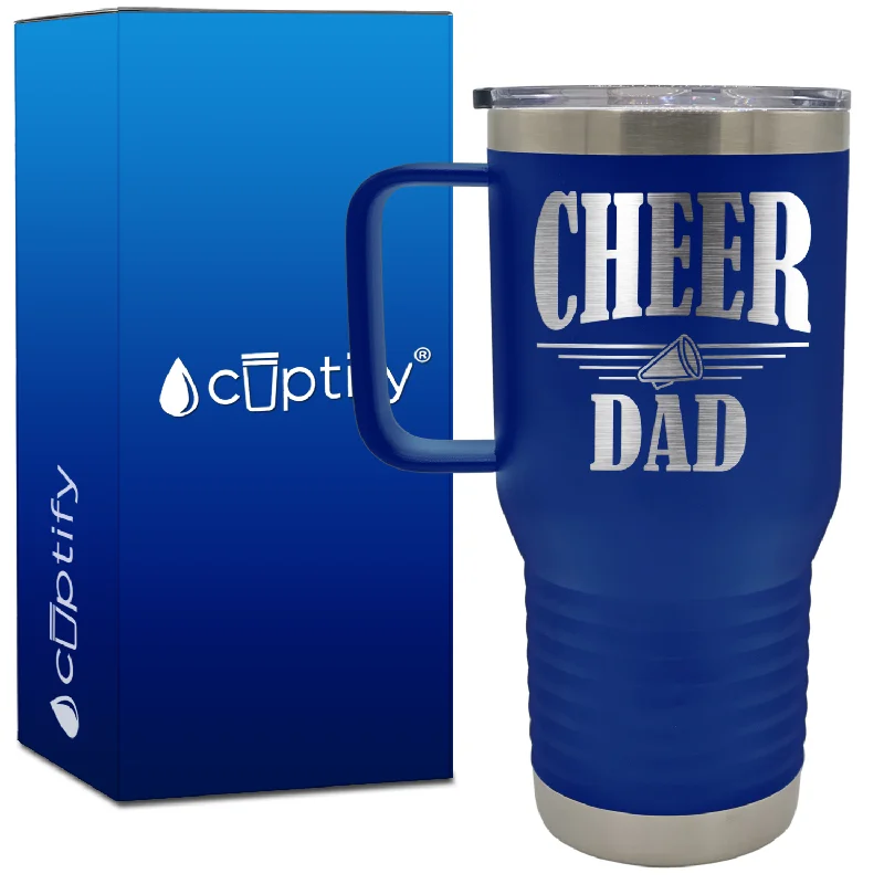 Cheer Dad Megaphone Lines 20oz Cheer Travel Mug