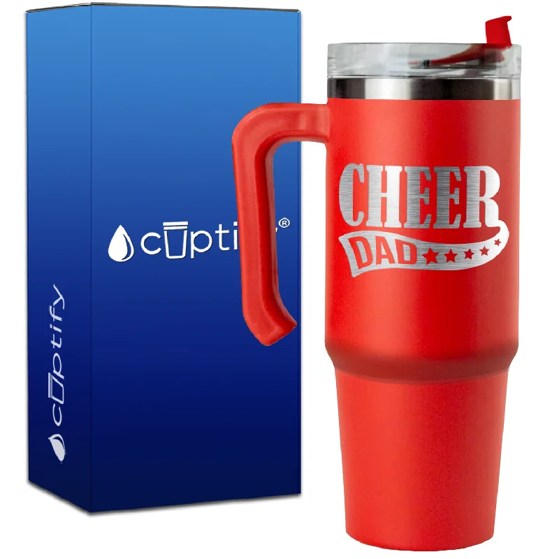 Cheer Dad Swoosh Stars on 30oz Cheer Travel Mug