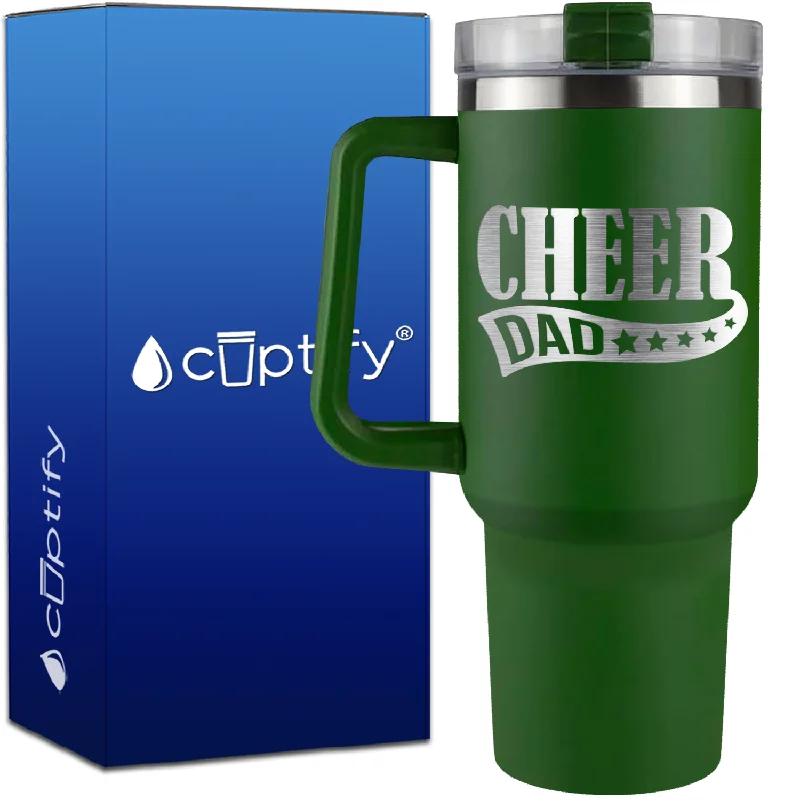 Cheer Dad Swoosh Stars on 40oz Cheer Traveler Mug