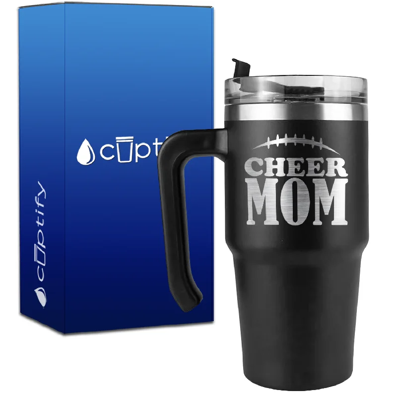 Cheer Mom Football Stitches on 20oz Cheer Travel Mug