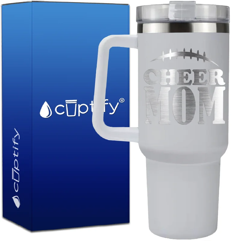 Cheer Mom Football Stitches on 40oz Cheer Traveler Mug