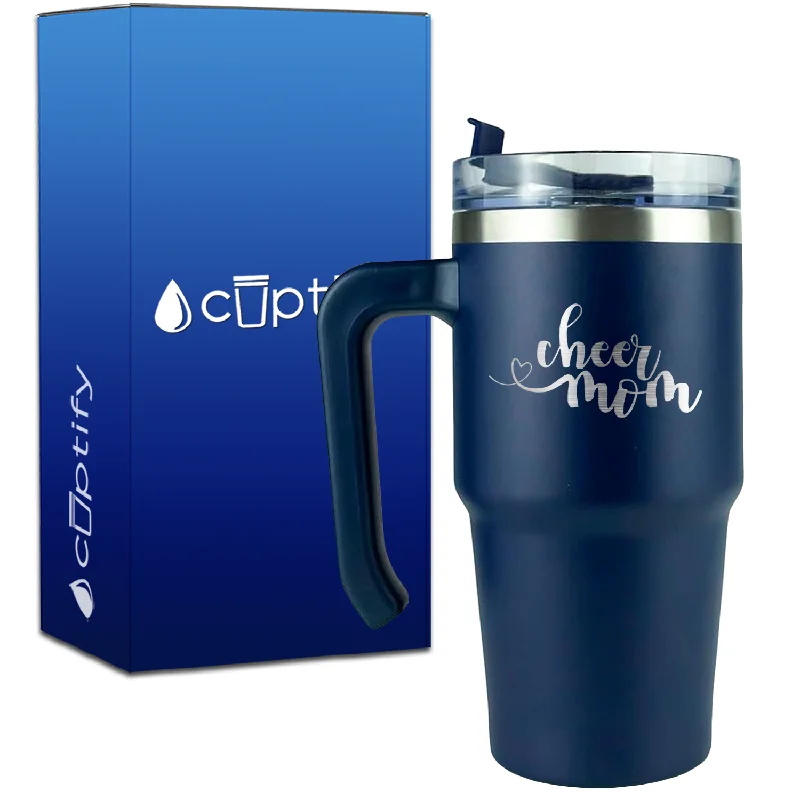 Cheer Mom Heart on 20oz Cheer Travel Mug