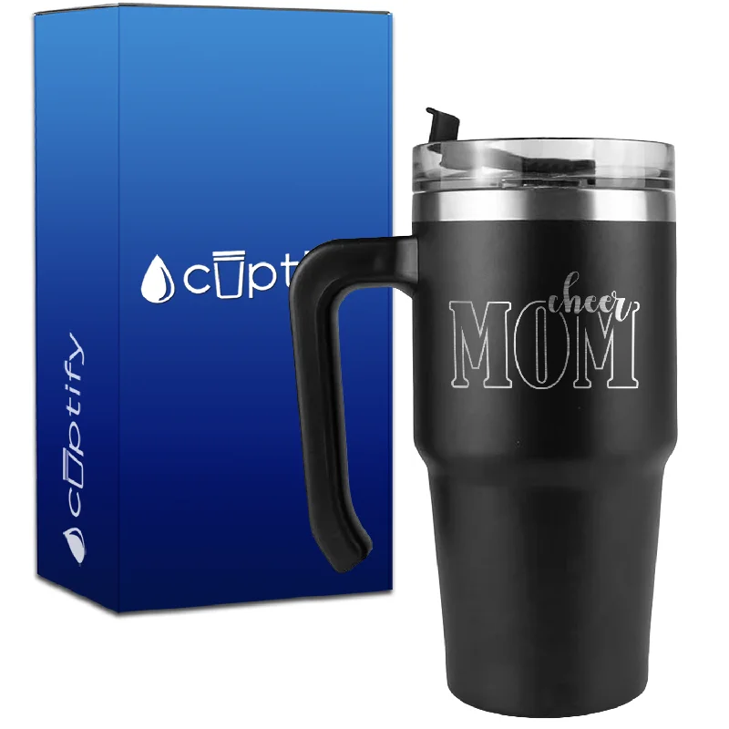 Cheer Mom Outline on 20oz Cheer Travel Mug