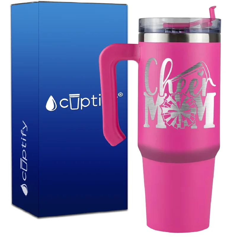 Cheer Mom Pom Pom and Megaphone on 30oz Cheer Travel Mug