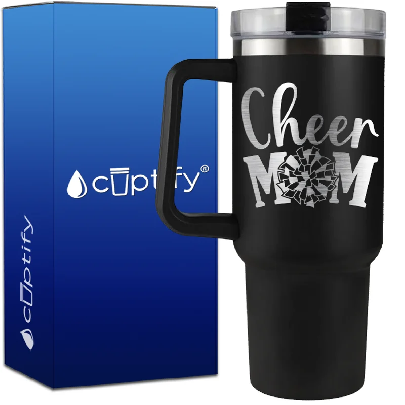 Cheer Mom Pom Pom Middle on 40oz Cheer Traveler Mug