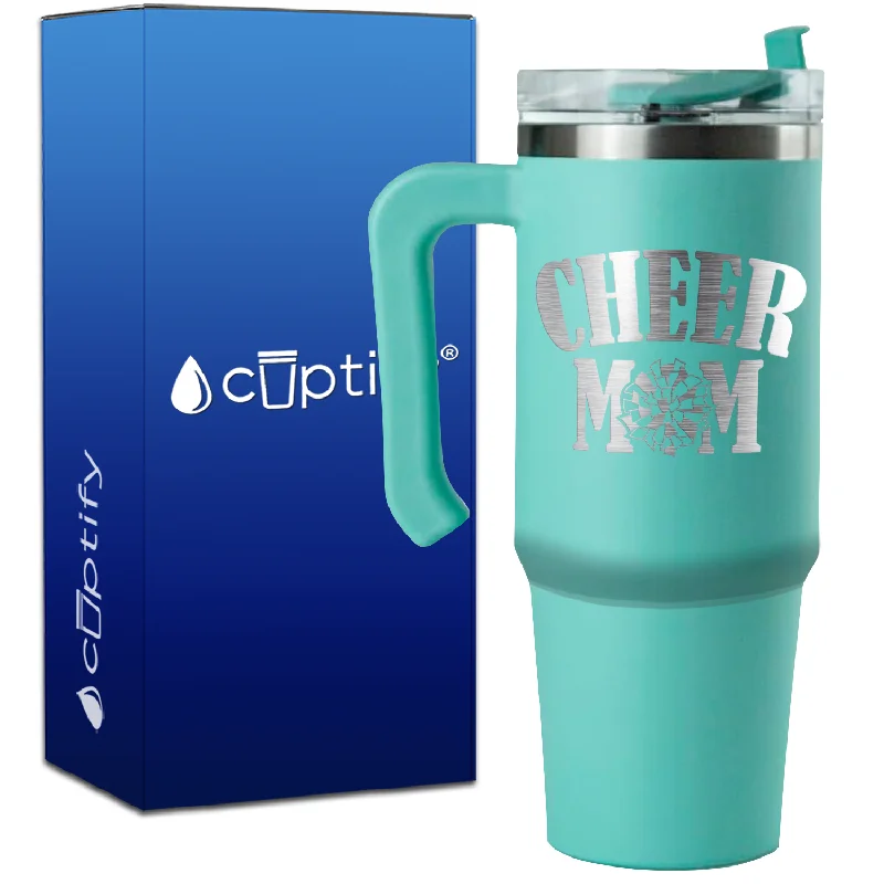 Cheer Mom Pom Pom on 30oz Cheer Travel Mug