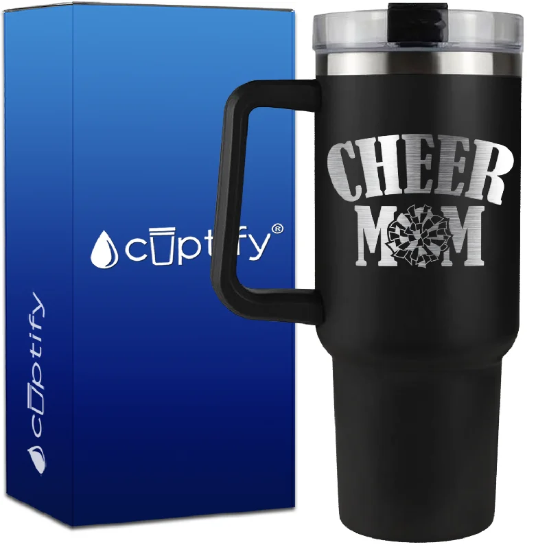 Cheer Mom Pom Pom on 40oz Cheer Traveler Mug