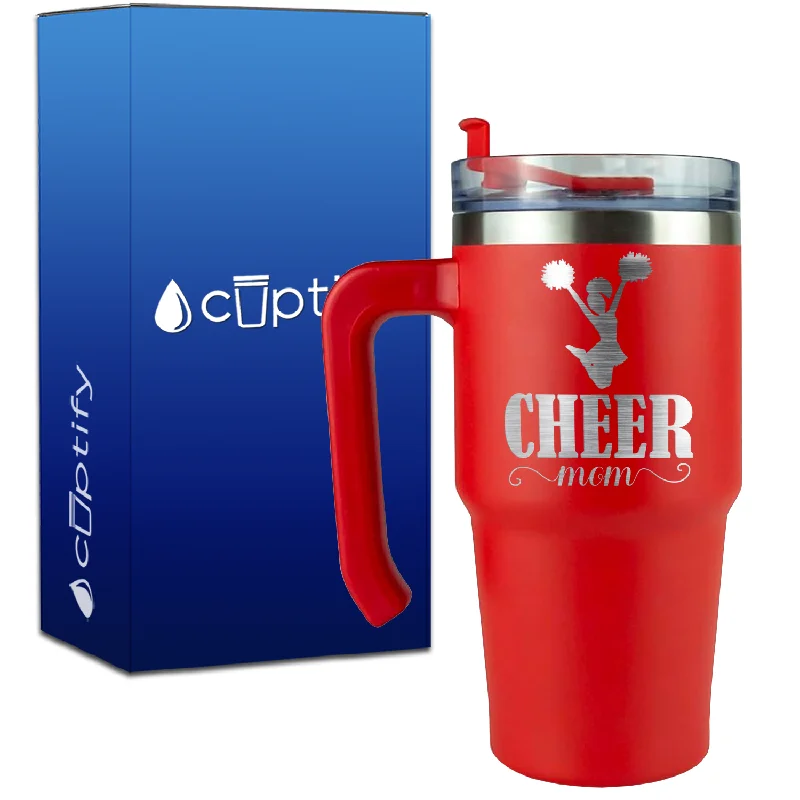 Cheer Mom Silhouette on 20oz Cheer Travel Mug