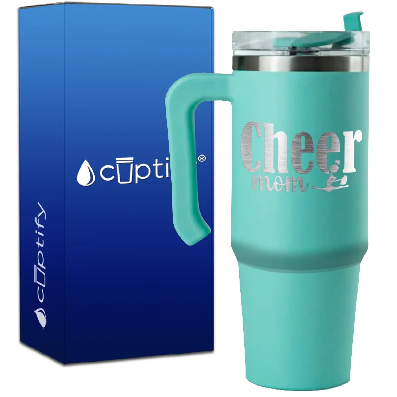 Cheer Mom with Cheerleader on 30oz Cheer Travel Mug