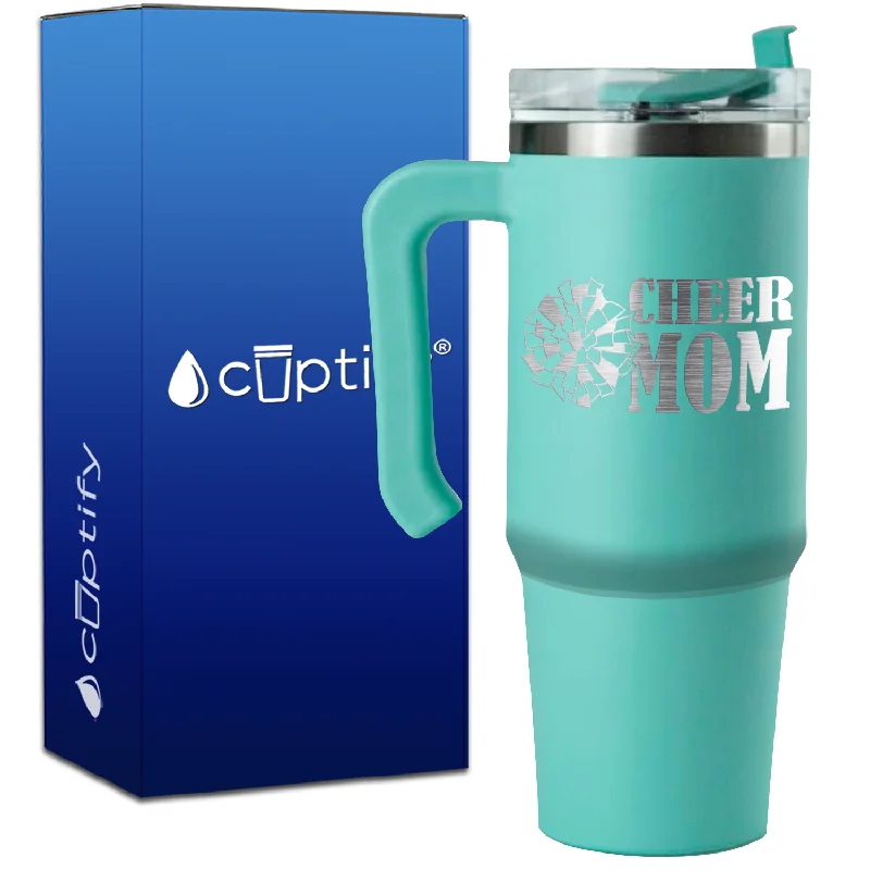 Cheer Mom with Pom Pom on 30oz Cheer Travel Mug