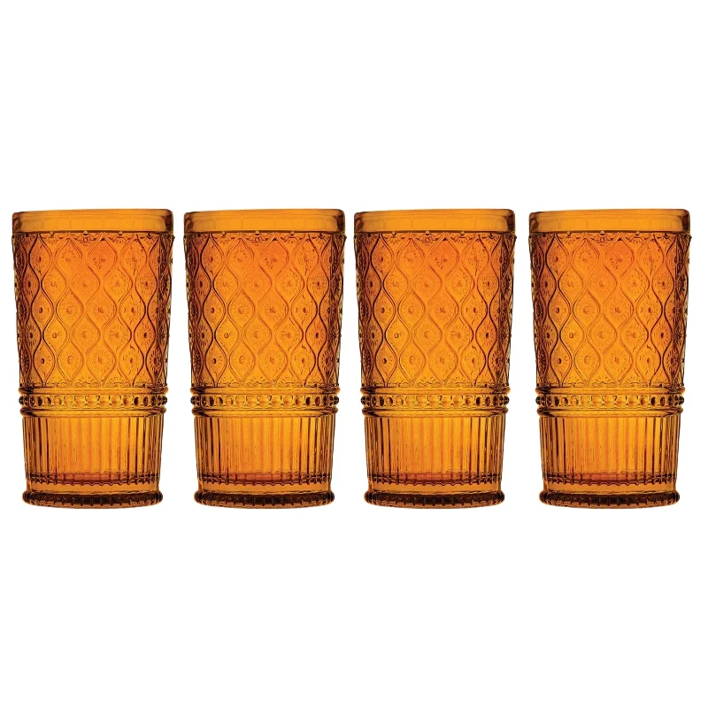 Claro Amber Highball, Set of 4