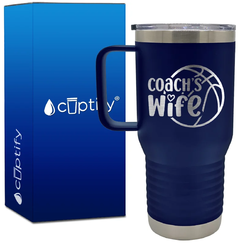 Coach's Wife Basketball 20oz Basketball Travel Mug