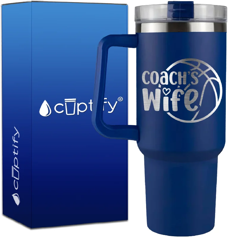 Coach's Wife Basketball on 40oz Basketball Traveler Mug