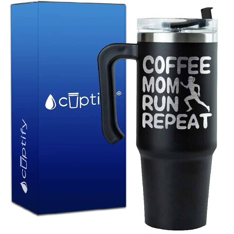 Coffee Mom Run Repeat on 30oz Running Travel Mug