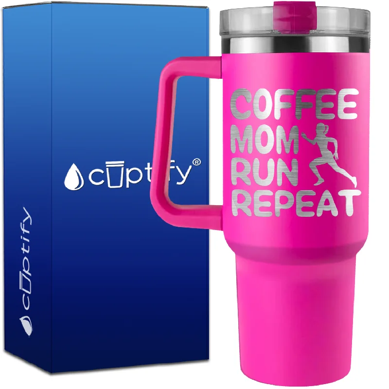 Coffee Mom Run Repeat on 40oz Running Traveler Mug