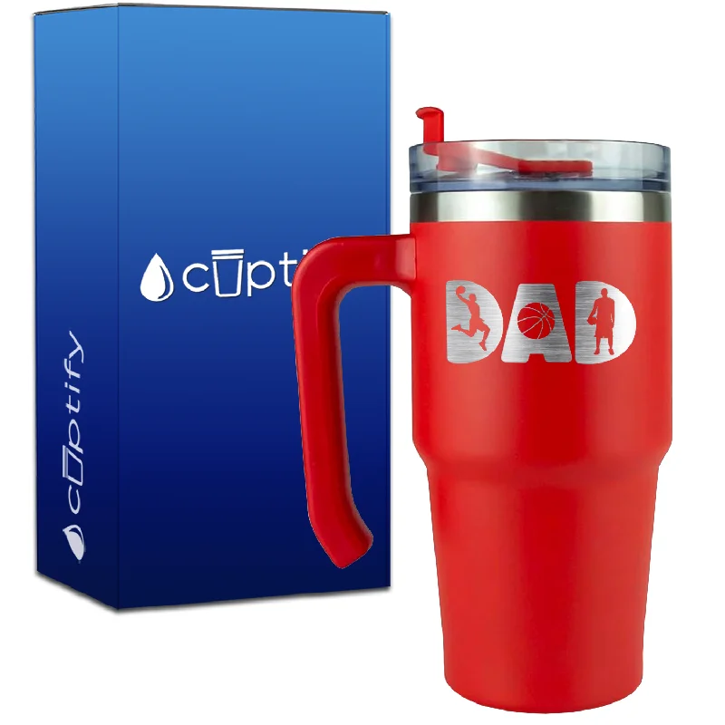 Dad Basketball Silhouettes on 20oz Basketball Travel Mug