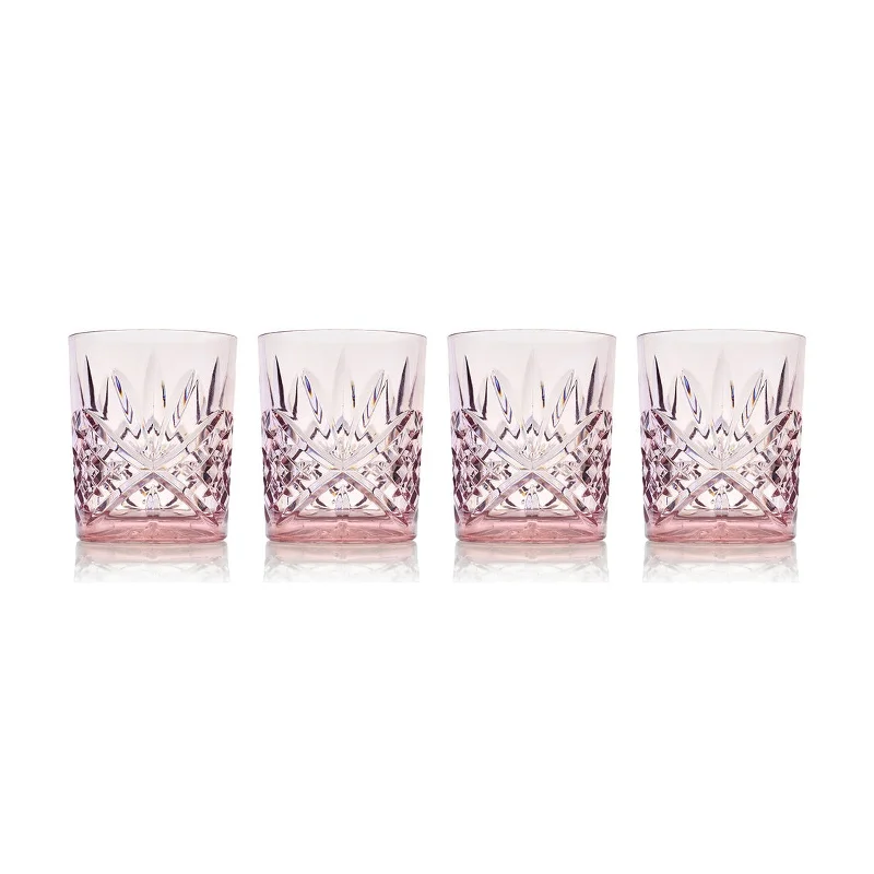 Dublin Acrylic Blush Double Old Fashion, Set of 4