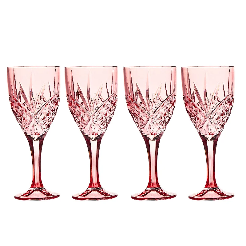 Dublin Crystal Blush Goblet Glass, Set of 4