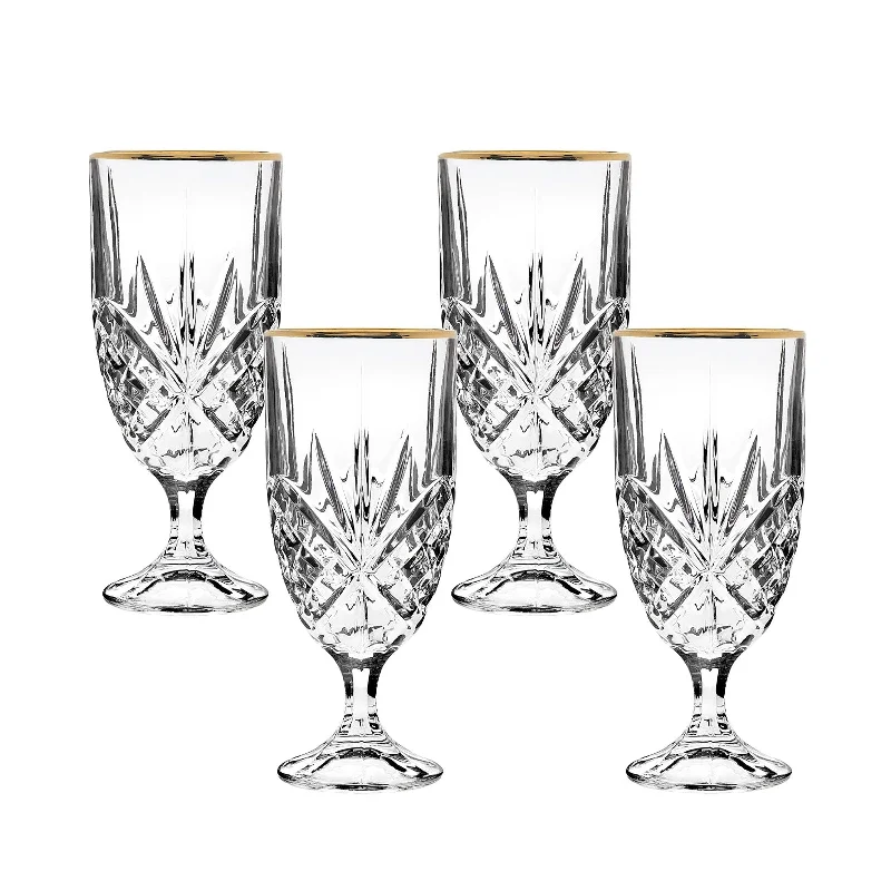 Dublin Crystal Gold Rim Ice Tea Glass, Set of 4