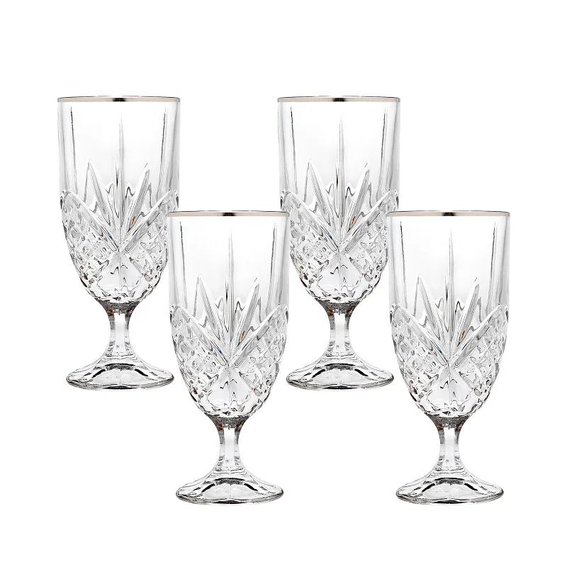 Dublin Crystal Platinum Rim Ice Tea Glass, Set of 4