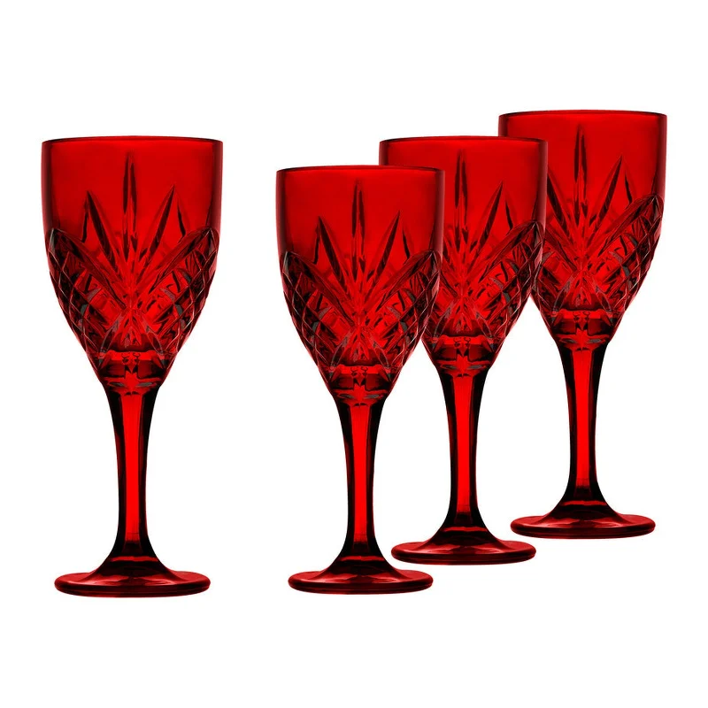 Dublin Crystal Red Goblet, Set of 4