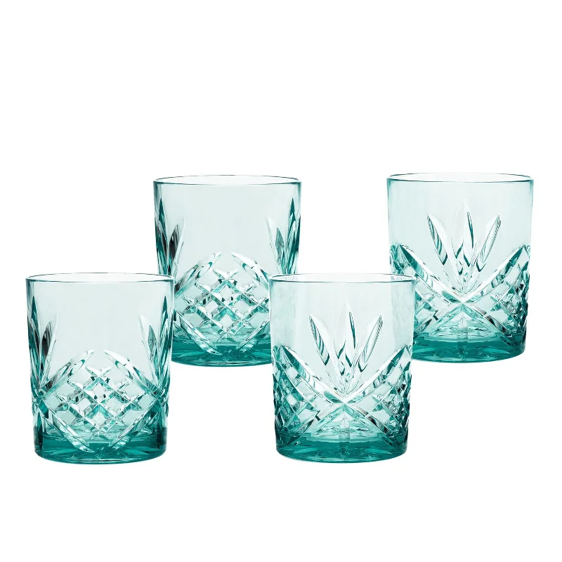 Dublin Acrylic Seafoam Double Old Fashion, Set of 4