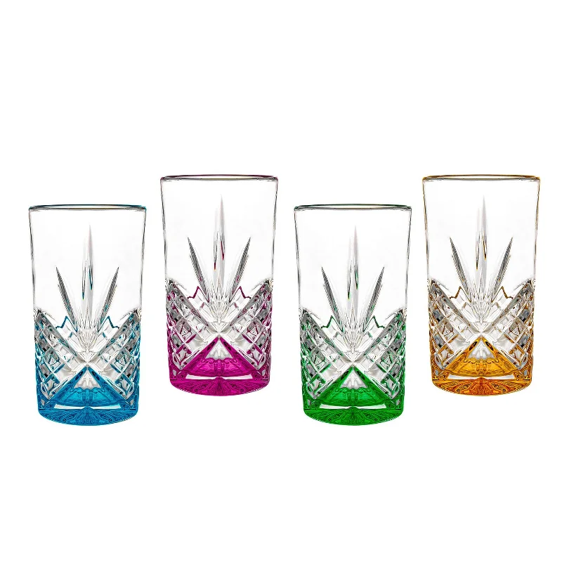 Dublin Crystal Highball Rainbow, Set of 4