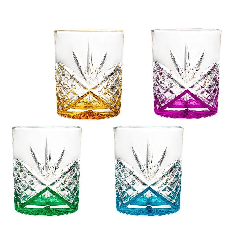 Dublin Crystal Rainbow Double Old Fashion, Set of 4