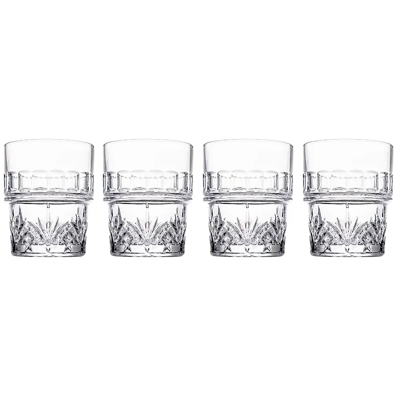 Dublin Crystal Stackable Double Old Fashion Glass, Set of 4