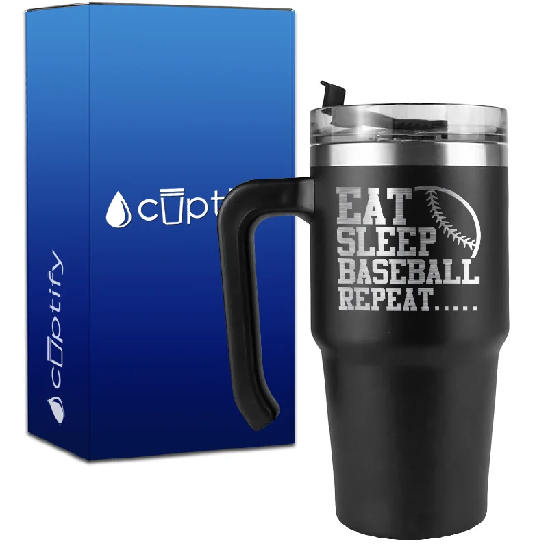 Eat Sleep Baseball Repeat on 20oz Baseball Travel Mug