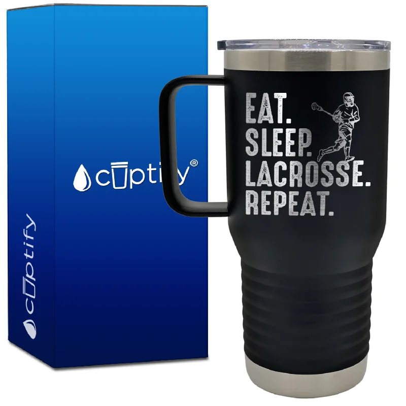 Eat. Sleep. Lacrosse. Repeat. 20oz Lacrosse Travel Mug