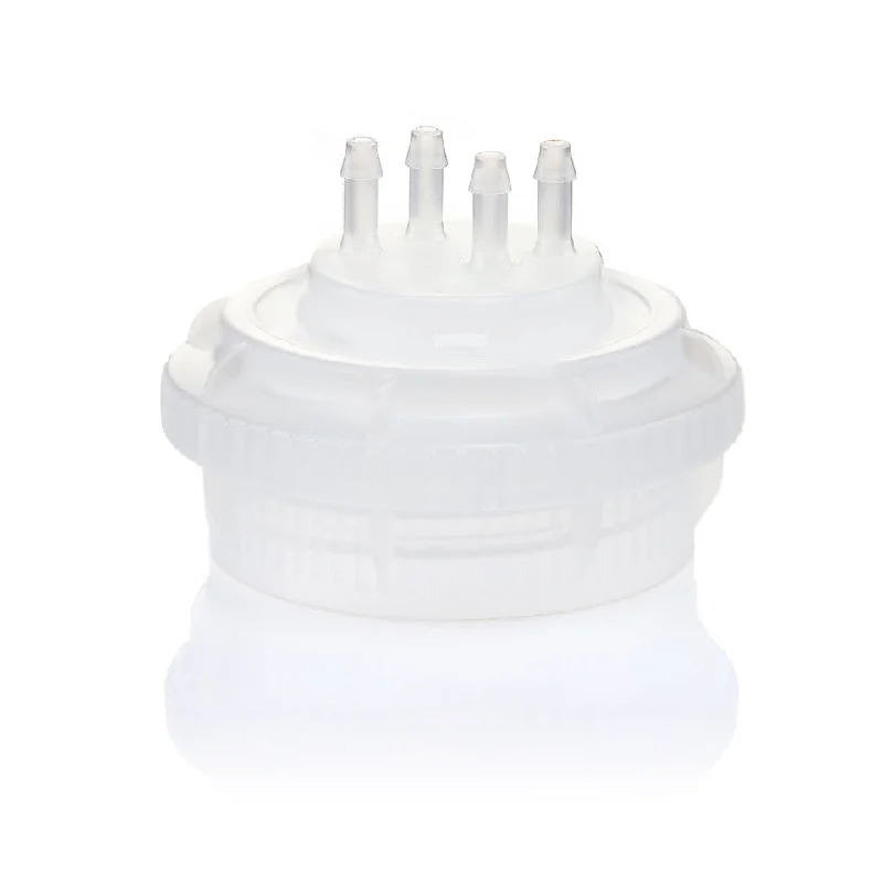 EZBio® GL45 Open Cap & Molded 4x 1/8" HB, Natural PP for Glass Bottles