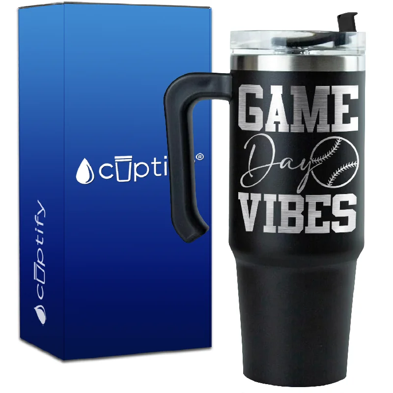 Game Day Vibes Baseball on 30oz Baseball Travel Mug