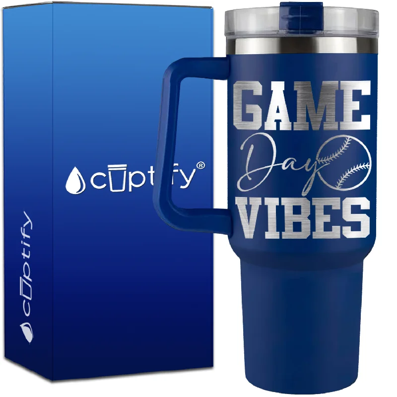 Game Day Vibes Baseball on 40oz Baseball Traveler Mug