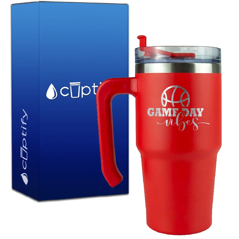 Game Day Vibes Basketball on 20oz Basketball Travel Mug