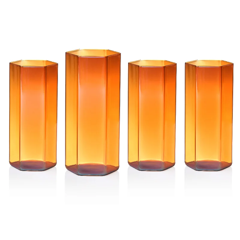 Helix Amber Highball, Set of 4