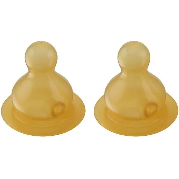 Hevea Glass Baby Bottle Natural Rubber Teats - Medium Flow 2pk