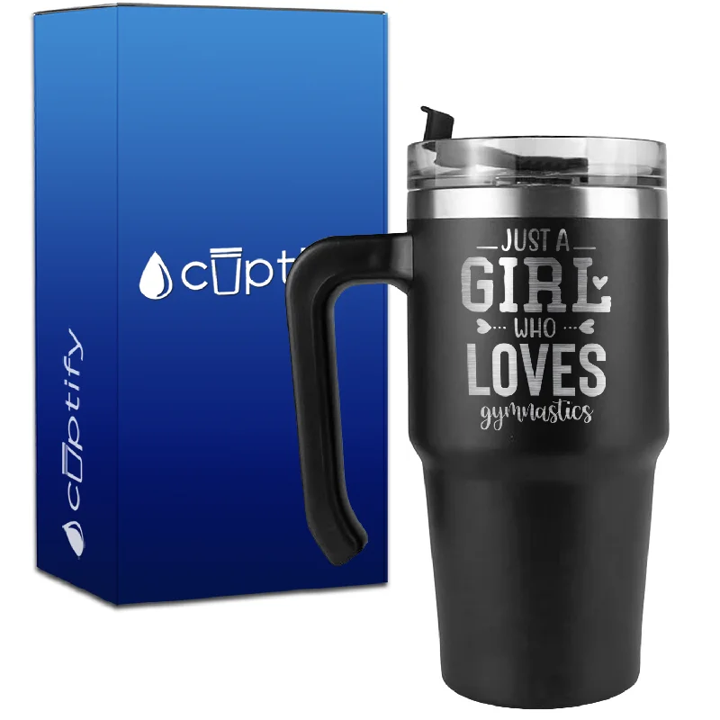 Just a Girl Who Loves Gymnastics Heart on 20oz Gymnastics Travel Mug