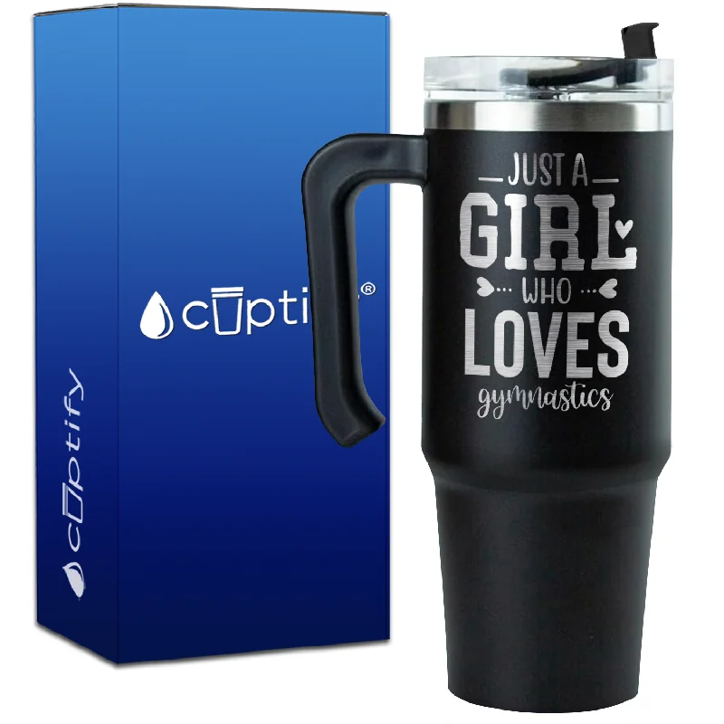 Just a Girl Who Loves Gymnastics Heart on 30oz Gymnastics Travel Mug